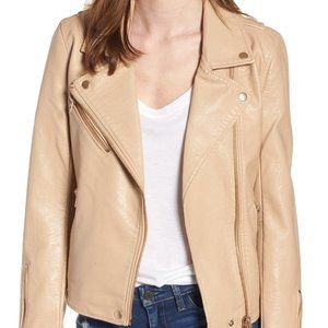 Blank NYC Vegan Leather Moto Jacket Natural Light Size L
